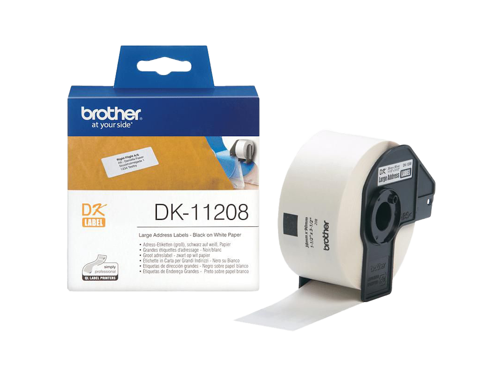 Brother DK-11208 etiketbånd Sort på hvid